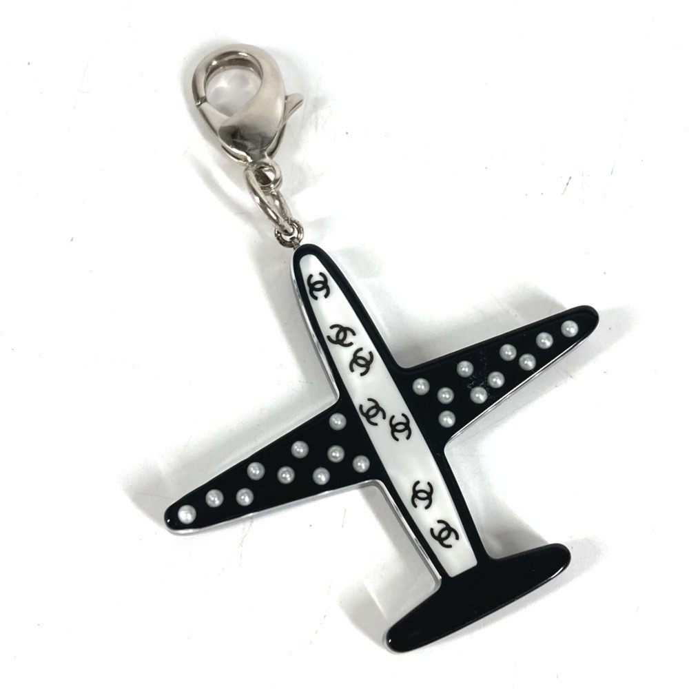 CHANEL 16S Airplane Accessory Bag Charm Keychain Plastic Women's Black